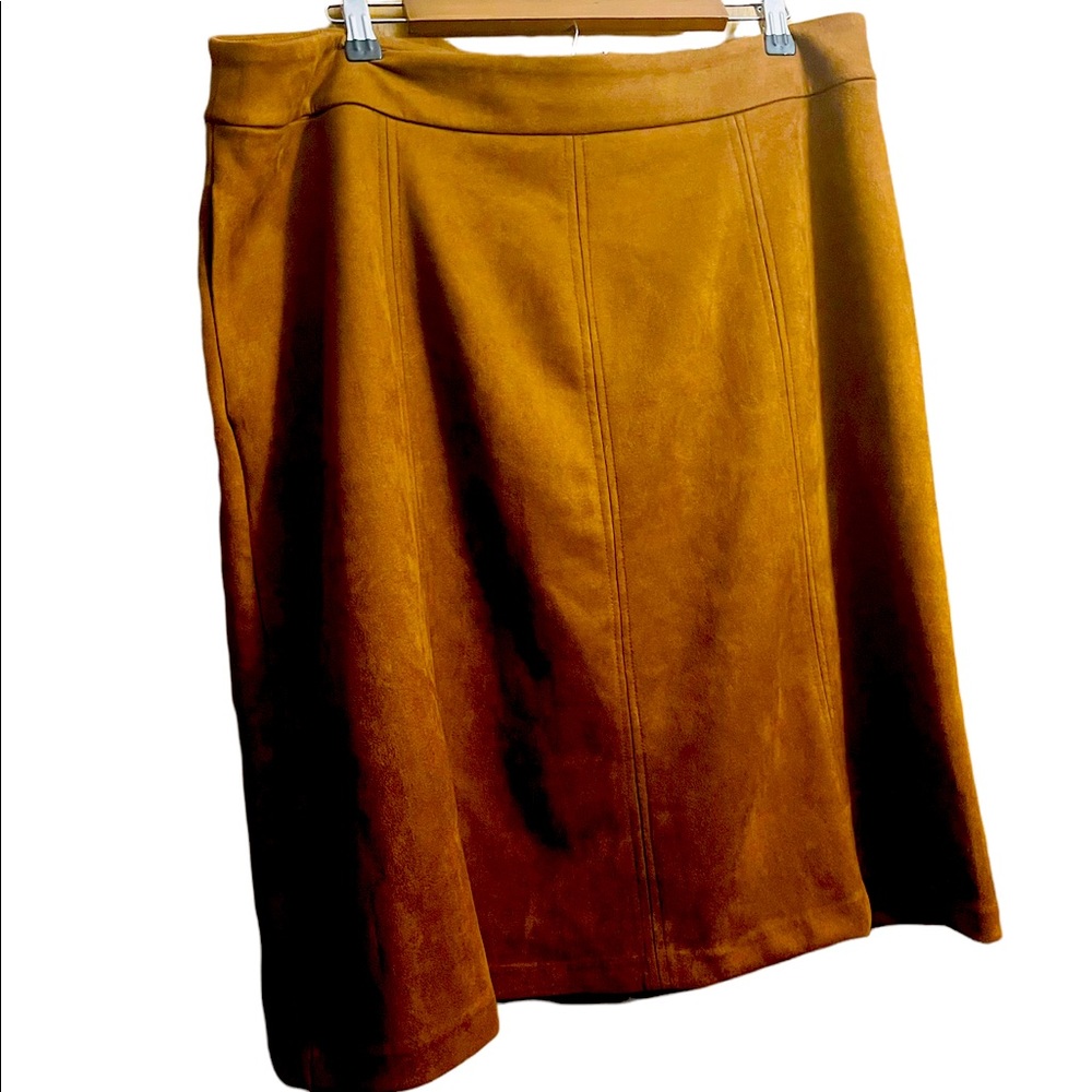 Camel color suede a line skirt